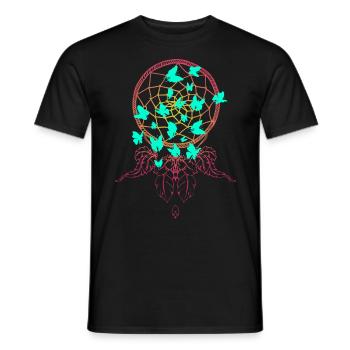 Des papillons dans le capteur de rêves - T-shirt homme - noir - Devant - AI Model Male 178 light (178cm)