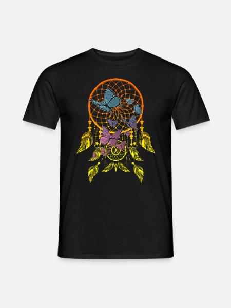 Schmetterlinge im Traumfänger - Männer T-Shirt - Schwarz