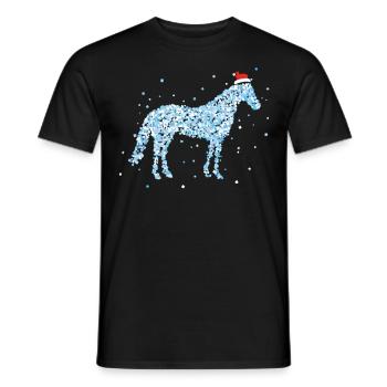 Horse owner Christmas motif Santa hat - Men's T-Shirt - black - Front - AI Model Male 178 light (178cm)