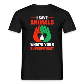 Je sauve les animaux Quelle est votre faune superpuissante - T-shirt homme - noir - Devant - AI Model Male 178 light (178cm)