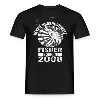 Never Underestimate Fisher born 2008 - Men's T-Shirt - black - Front - AI Model Male 178 light (178cm)