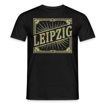 Leipzig Germany City Font Vintage Retro - Men's T-Shirt - black - Front - AI Model Male 178 light (178cm)