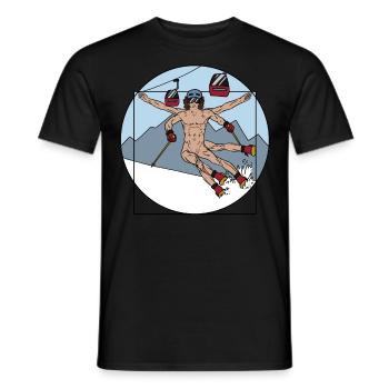 Alpin Sports d'hiver Ski Montagne Alpes Piste de - T-shirt homme - noir - Devant - AI Model Male 178 light (178cm)