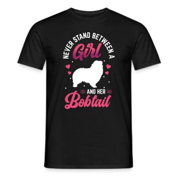 Fille avec Bobtail Old English Sheepdog - T-shirt homme - noir - Devant - AI Model Male 178 light (178cm)