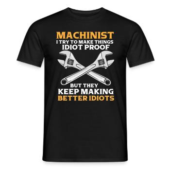 Machinist Saying Idiot - Men's T-Shirt - black - Front - AI Model Male 178 light (178cm)
