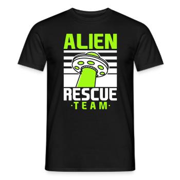 Alien rescue team Ufo Space - Men's T-Shirt - black - Front - AI Model Male 178 light (178cm)