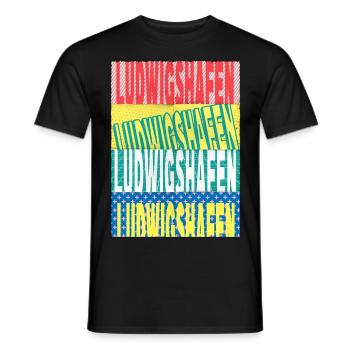 Ludwigshafen Germany City Font Skyline - Men's T-Shirt - black - Front - AI Model Male 178 light (178cm)