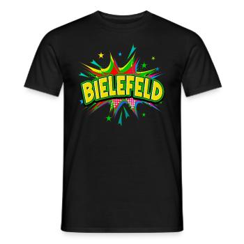 Bielefeld Germany City Pop Art Comic Art - Men's T-Shirt - black - Front - AI Model Male 178 light (178cm)