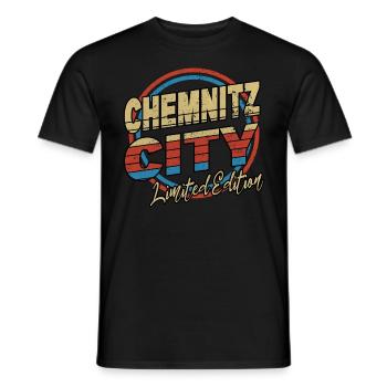 Chemnitz Germany City Font 80s style - Men's T-Shirt - black - Front - AI Model Male 178 light (178cm)