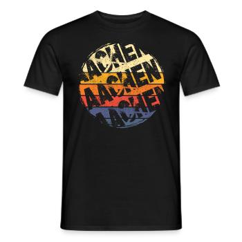 Aachen Germany City Vintage Retro Skyline - Men's T-Shirt - black - Front - AI Model Male 178 light (178cm)