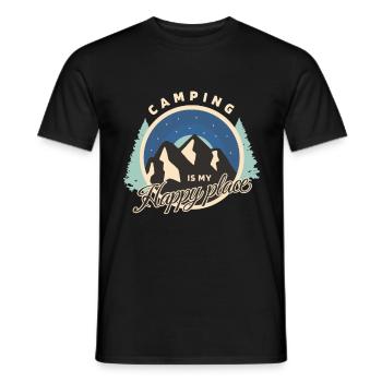 Camping - Camping is my Happy place - Männer T-Shirt - Schwarz - Vorne - AI Model Male 178 light (178cm)