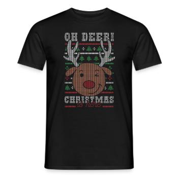 Christmas - Oh deer! Christmas is here - Men's T-Shirt - black - Front - AI Model Male 178 light (178cm)