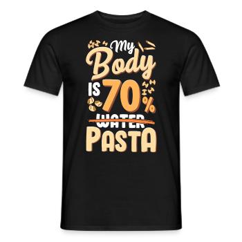 Mein Körper Besteht Zu 70 % Aus Nudeln - Männer T-Shirt - Schwarz - Vorne - AI Model Male 178 light (178cm)