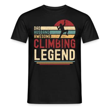 Papa Husband Climbing Legend vintage retro - Men's T-Shirt - black - Front - AI Model Male 178 light (178cm)
