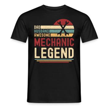 Mari Père Mécanicien légendaire rétro - T-shirt homme - noir - Devant - AI Model Male 178 light (178cm)