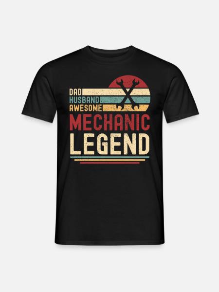 Husband Father Legendary mechanic retro - Men's T-Shirt - black