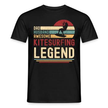 Husband Father Kitesurf Legend Retro Vintage - Men's T-Shirt - black - Front - AI Model Male 178 light (178cm)