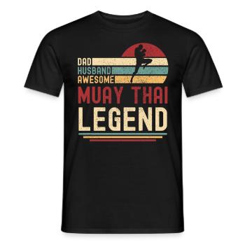 Papa Husband Muay Thai Legend vintage retro - Men's T-Shirt - black - Front - AI Model Male 178 light (178cm)