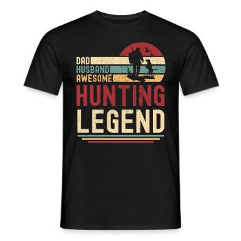 Husband father Legendary hunter retro vintage - Men's T-Shirt - black - Front - AI Model Male 178 light (178cm)