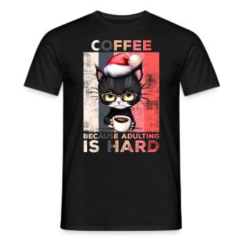 Le café parce que l’âge adulte est un café dur pour chat - T-shirt homme - noir - Devant - AI Model Male 178 light (178cm)