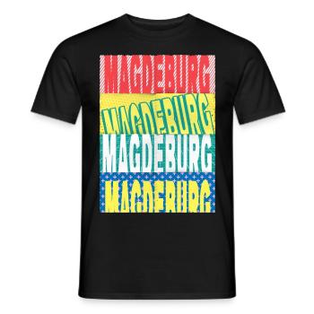 Magdeburg Deutschland Stadt Schrift Skyline - Männer T-Shirt - Schwarz - Vorne - AI Model Male 178 light (178cm)