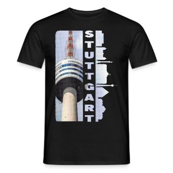 Stuttgart Germany City Skyline Home Love - Men's T-Shirt - black - Front - AI Model Male 178 light (178cm)