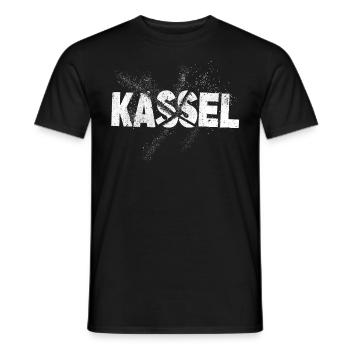 Kassel Germany City Font Grunge Splash - Men's T-Shirt - black - Front - AI Model Male 178 light (178cm)