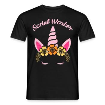 Licorne Je suis travailleuse sociale - T-shirt homme - noir - Devant - AI Model Male 178 light (178cm)