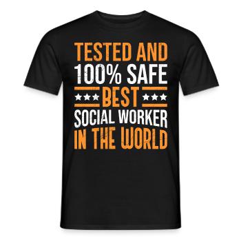 Tested and sure the best social worker - Men's T-Shirt - black - Front - AI Model Male 178 light (178cm)