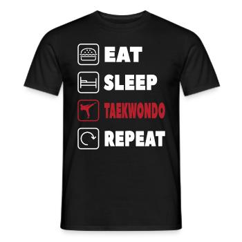 Eat Sleep Taekwondo Repeat Lustiges Kampfsport - Männer T-Shirt - Schwarz - Vorne - AI Model Male 178 light (178cm)