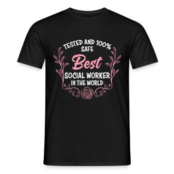 Tested and safe I am a social worker - Men's T-Shirt - black - Front - AI Model Male 178 light (178cm)