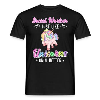 Wie Einhörner nur besser Sozialarbeiterin - Männer T-Shirt - Schwarz - Vorne - AI Model Male 178 light (178cm)