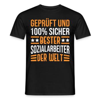 Geprüft und sicher der beste Sozialarbeiter - Männer T-Shirt - Schwarz - Vorne - AI Model Male 178 light (178cm)
