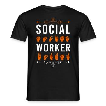 Sign language I am a social worker - Men's T-Shirt - black - Front - AI Model Male 178 light (178cm)