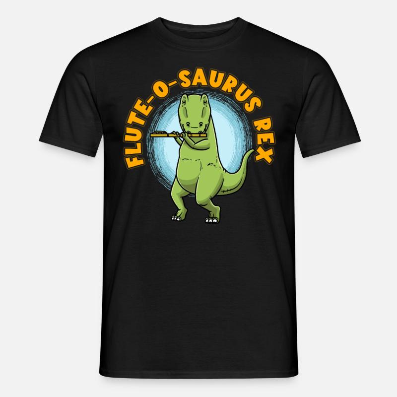 Flute-o-saurus Rex T-Rex Dinosaurier Querflöte - Männer T-Shirt - Schwarz