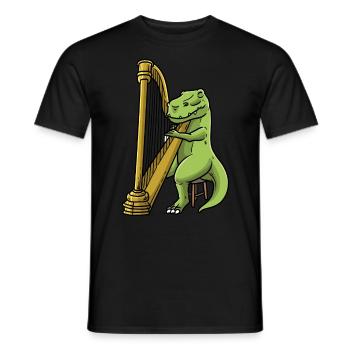 Dinosaur Harp Instrument Orchestra - Men's T-Shirt - black - Front - AI Model Male 178 light (178cm)