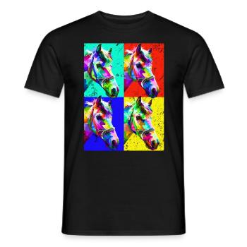 Pop Art Cheval Ferme Animal Lover Drôle Cheval Ri - T-shirt homme - noir - Devant - AI Model Male 178 light (178cm)