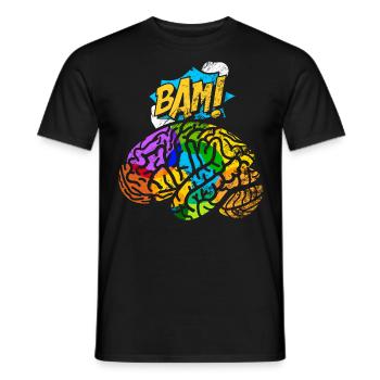 Cerveau Esthétique Pop Art Comic Retro Brain Map Neur - T-shirt homme - noir - Devant - AI Model Male 178 light (178cm)