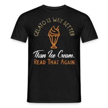 Gelato est mieux lu que encore drôle italien des - T-shirt homme - noir - Devant - AI Model Male 178 light (178cm)