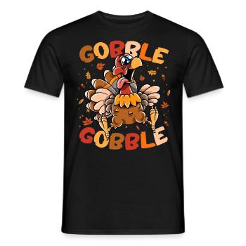 Thanksgiving Funny Turkey Gobble Gobble - Men's T-Shirt - black - Front - AI Model Male 178 light (178cm)