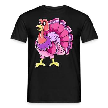 Female Turkey Thanksgiving - Men's T-Shirt - black - Front - AI Model Male 178 light (178cm)