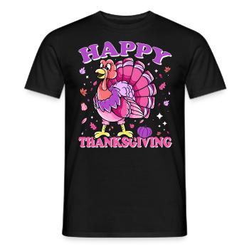 Female Turkey Happy Thanksgiving - Men's T-Shirt - black - Front - AI Model Male 178 light (178cm)