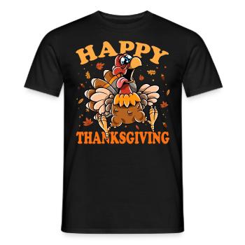 Thanksgiving Funny Turkey Happy Turkey Day - Men's T-Shirt - black - Front - AI Model Male 178 light (178cm)