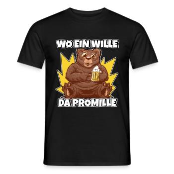 Lustiger Trinkspruch Wo ein Wille da Promille Bier - Männer T-Shirt - Schwarz - Vorne - AI Model Male 178 light (178cm)
