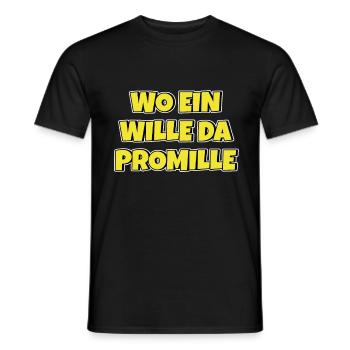 Lustiger Trinkspruch Wo ein Wille da Promille Bier - Männer T-Shirt - Schwarz - Vorne - AI Model Male 178 light (178cm)