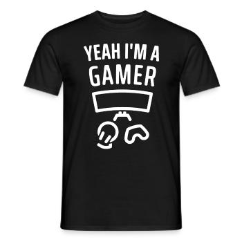 Oui je suis un joueur - T-shirt homme - noir - Devant - AI Model Male 178 light (178cm)