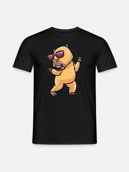 Capibara bailando con gafas de sol capibara - Camiseta hombre - negro