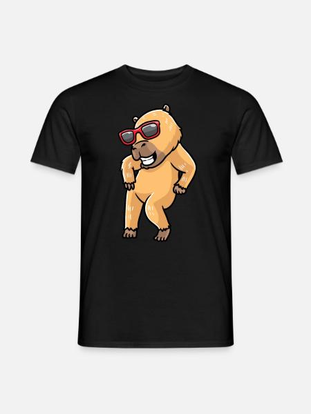 Capybara Tanzen Mit Sonnenbrille Wasserschwein - Männer T-Shirt - Schwarz