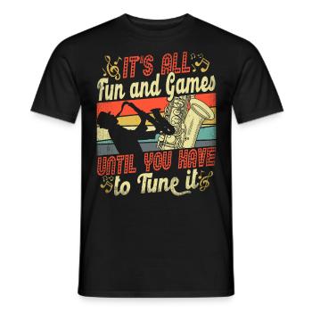 Son saxophone rétro tout amusant et ludique - T-shirt homme - noir - Devant - AI Model Male 178 light (178cm)