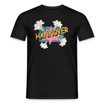 Hannover Germany City Font Pop Art Comic - Men's T-Shirt - black - Front - AI Model Male 178 light (178cm)